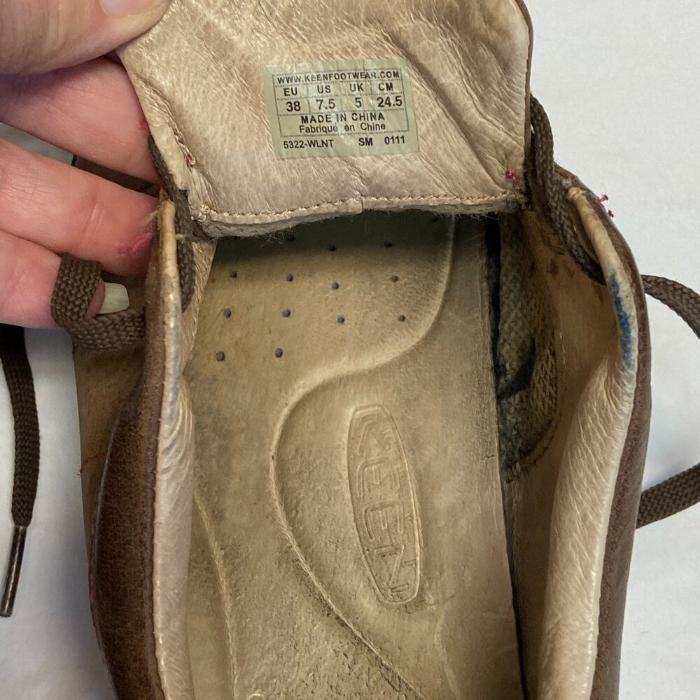Keen Presidio 7.5 Leather Lace Up Walking Hiking Shoes Walnut Brown Low Top - Picture 13 of 14